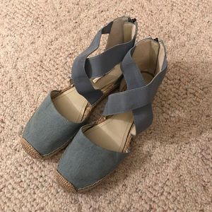 BCBG Denim Crisscross Strapped Espadrilles